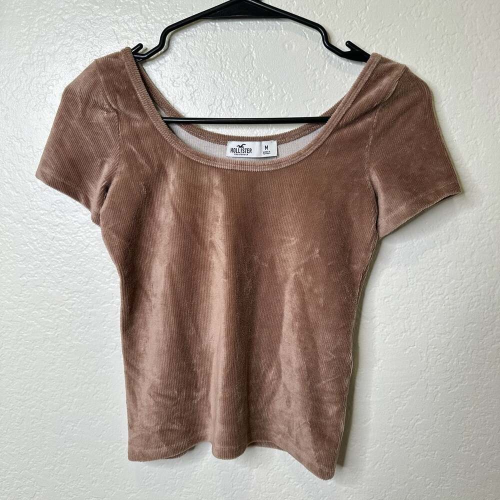 Hollister Corduroy Scoop Neck T-Shirt Size M Brown